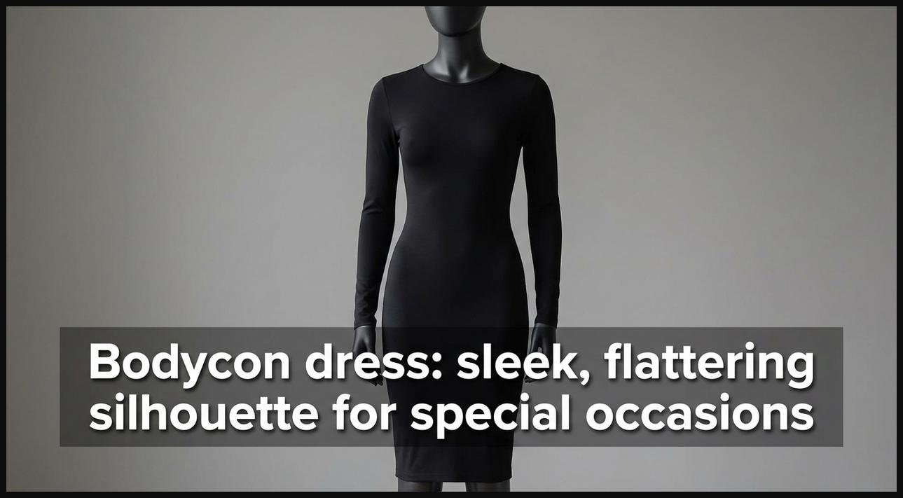 A form-fitting black bodycon dress displayed on a mannequin, highlighting its sleek silhouette for evenings.