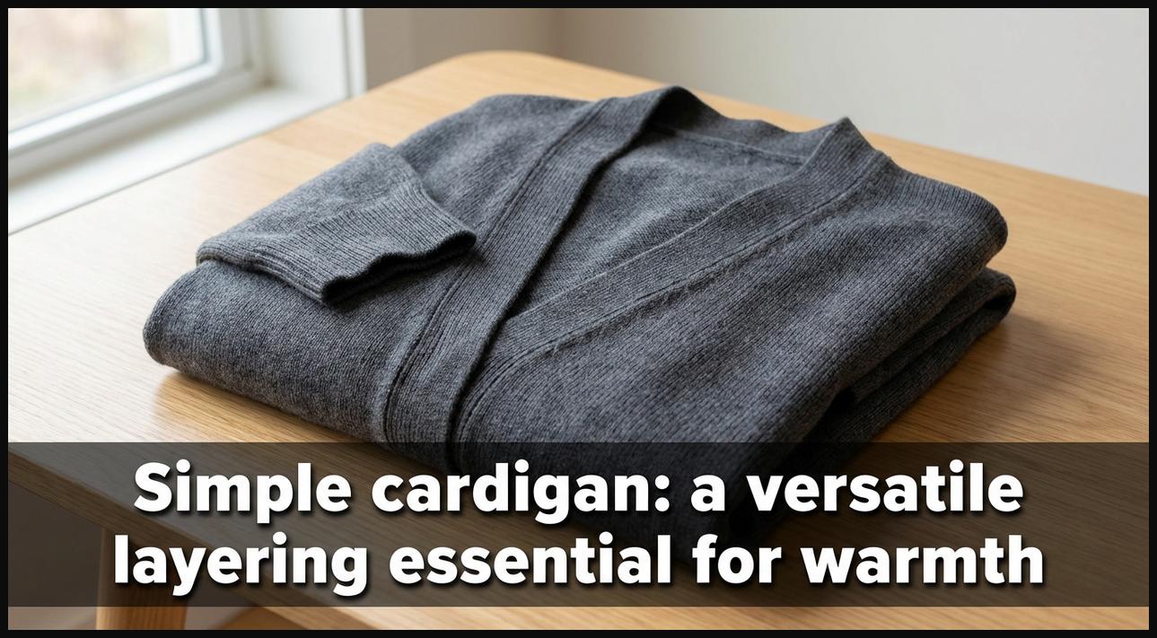 A neatly folded fine-knit grey cardigan, ready for layering over various outfits for added warmth.